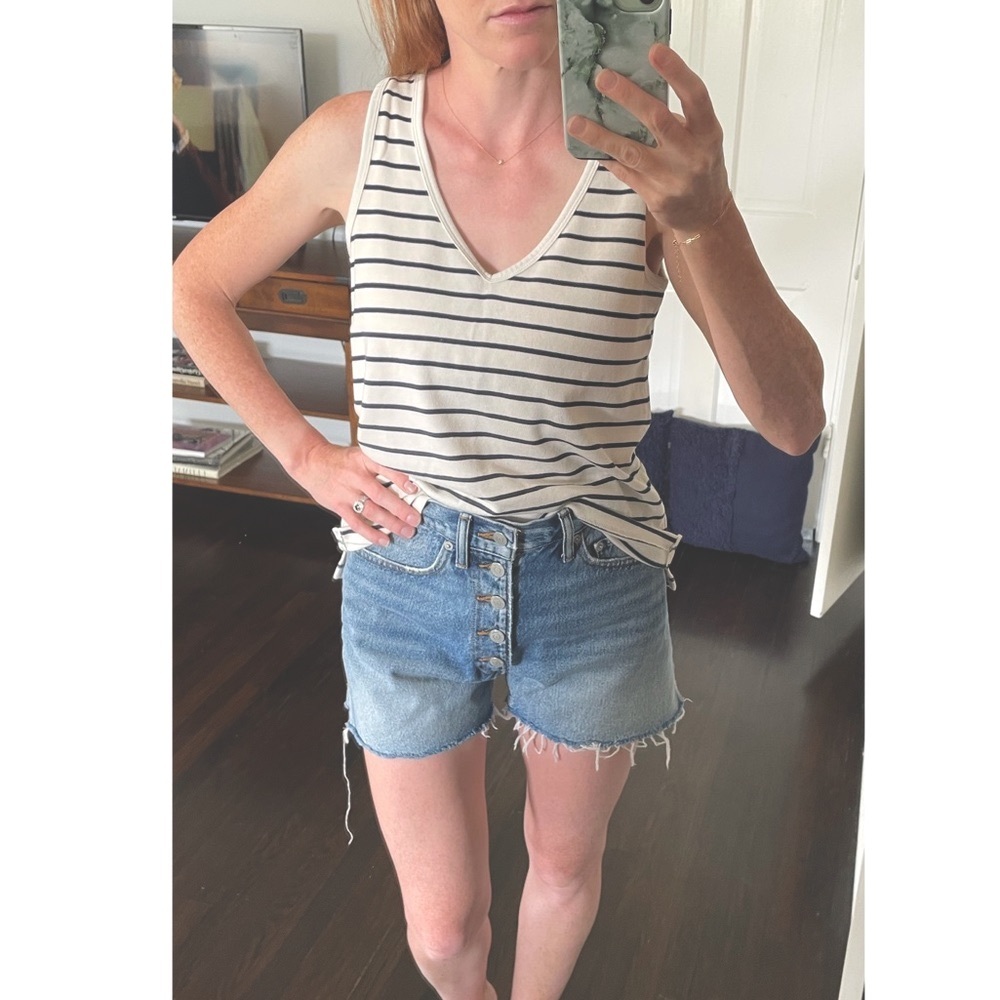 Madewell Tomboy V Neck Tank Top in Stripe